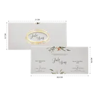 Horizontal Gold Wreath Wedding Invitation