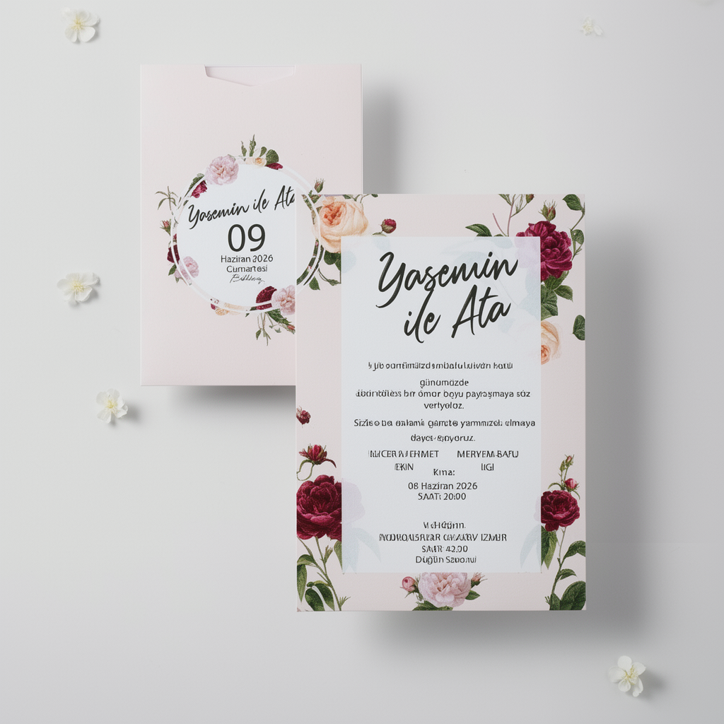 Floral Rose Wedding Invitation