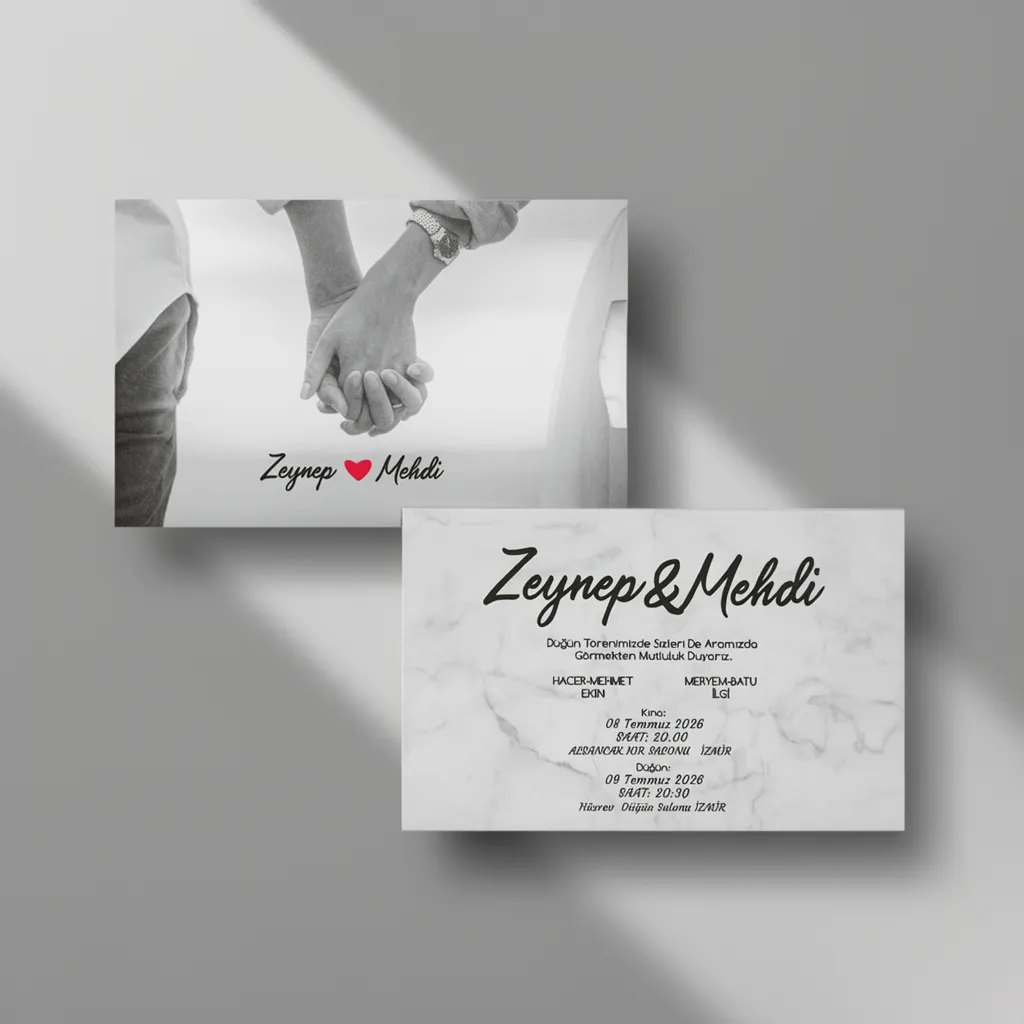 Photo and Marble Wedding Invitation