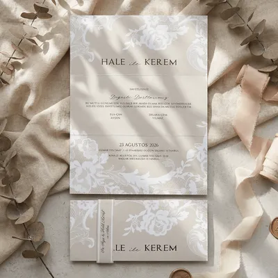 Lace Pattern Wedding Invitation
