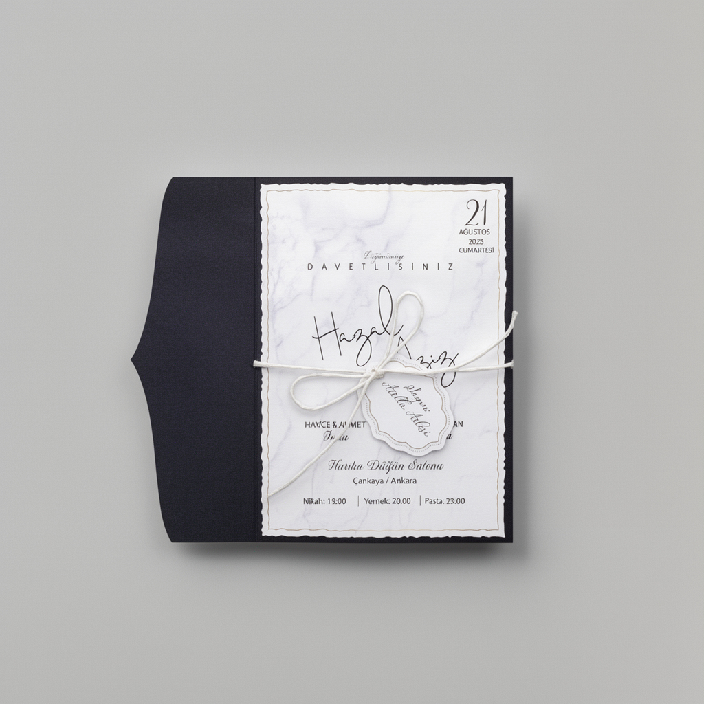 Navy Pocket Wedding Invitation