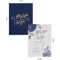 Navy Floral Wedding Invitation Set