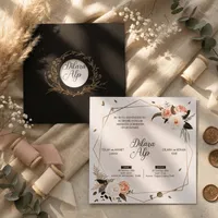 Black Floral Wedding Invitation