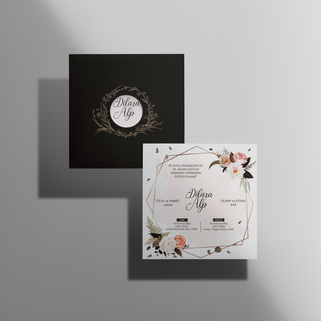 Black Floral Wedding Invitation