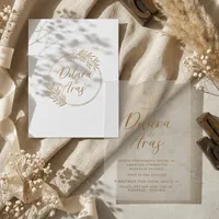 Gold Wreath Minimal Wedding Invitation