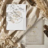 Gold Wreath Minimal Wedding Invitation