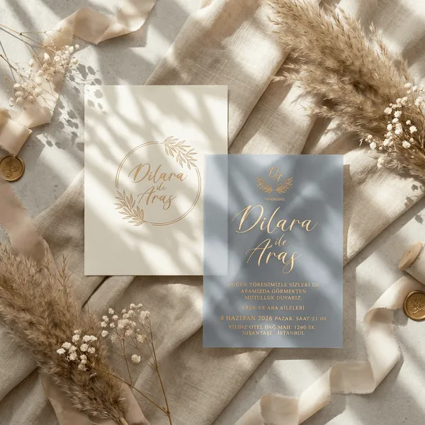 Gold Wreath Minimal Wedding Invitation