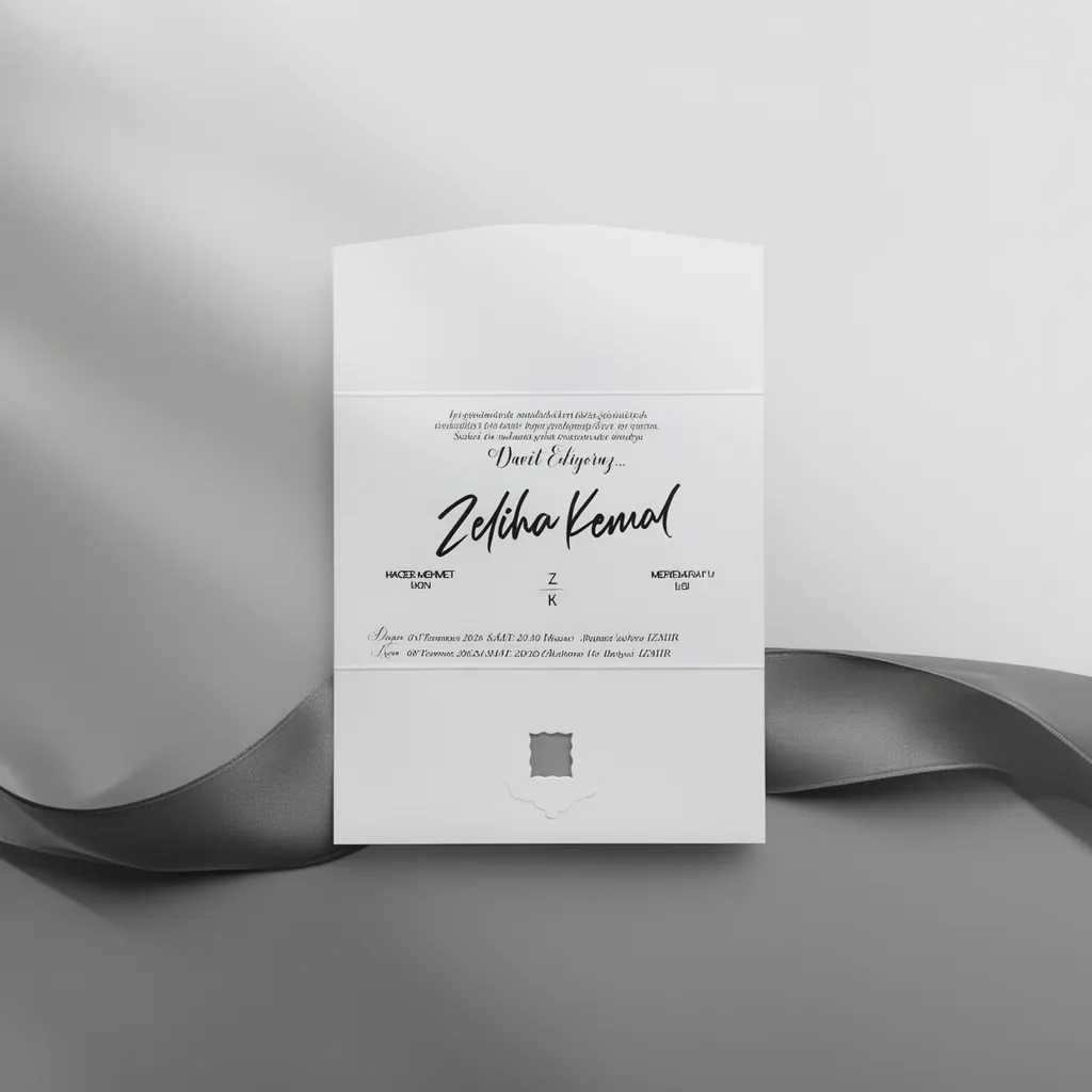 Classic White Folded Wedding Invitation
