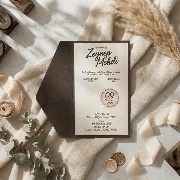 Rustic Brown Wedding Invitation