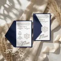 Navy Blue Classic Wedding Invitation