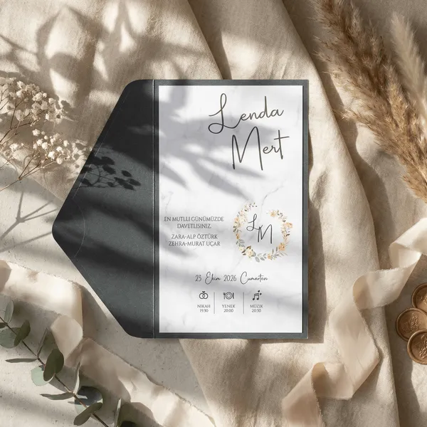 Minimal Black and White Wedding Invitation