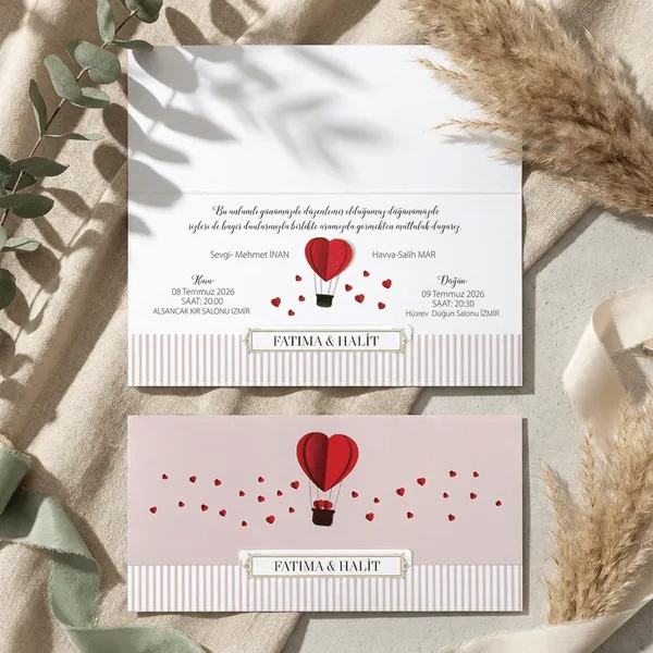 Heart Balloon Pink Wedding Invitation