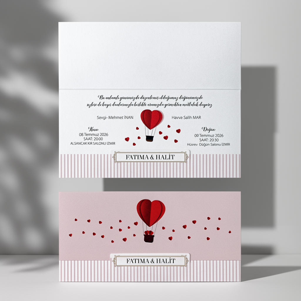 Heart Balloon Pink Wedding Invitation