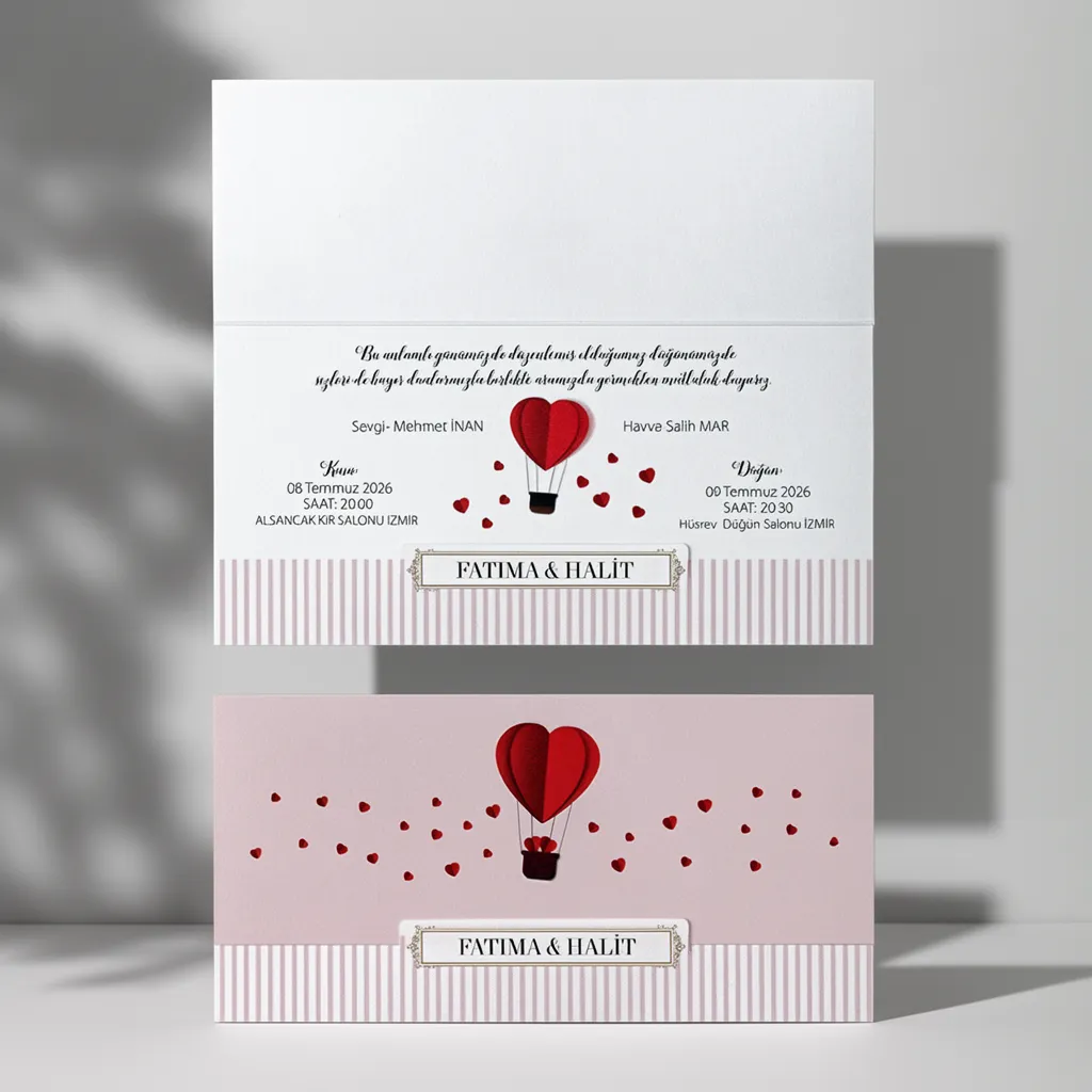 Heart Balloon Pink Wedding Invitation