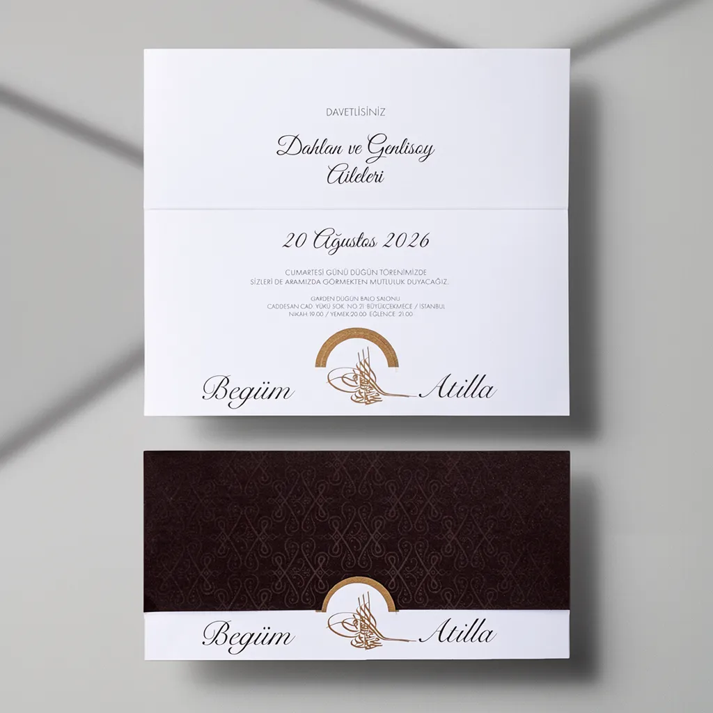 White & Gold Elegant Wedding Invitation