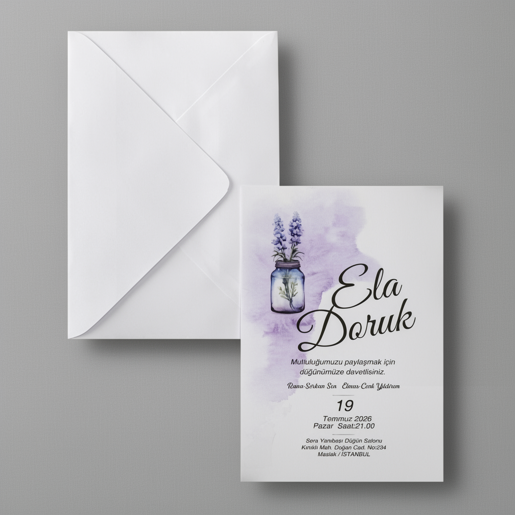 Lavender Watercolor Wedding Invitation