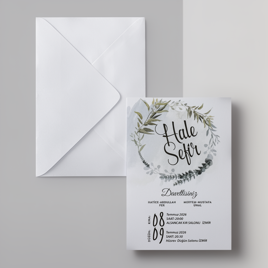 Botanical Wreath Wedding Invitation