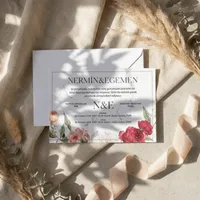 Marble Floral Wedding Invitation